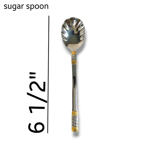 Wallace Golden Corsica 5 Piece Serving Set 18/10 Stainless Steel Flatware - Picture 6 of 9